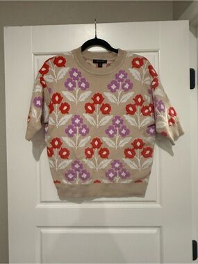 Ann Taylor Floral Jacquard Sweater - Sz S